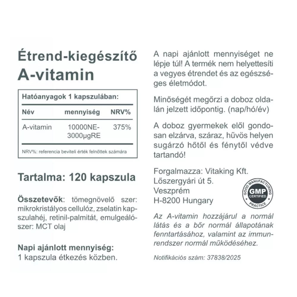 Vitamin A 10000IU – Retinol med MCT-olja framsida