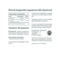 Magnesium Bisglycinate + Vitamin B6 baksida näringsfakta