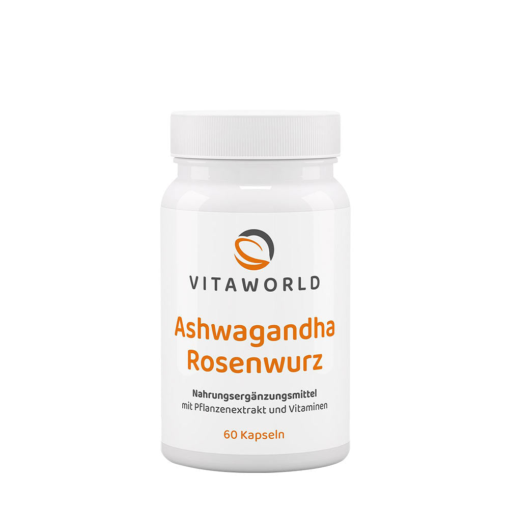 Vitaworld Ashwagandha Rose Root Complex baksida näringsfakta