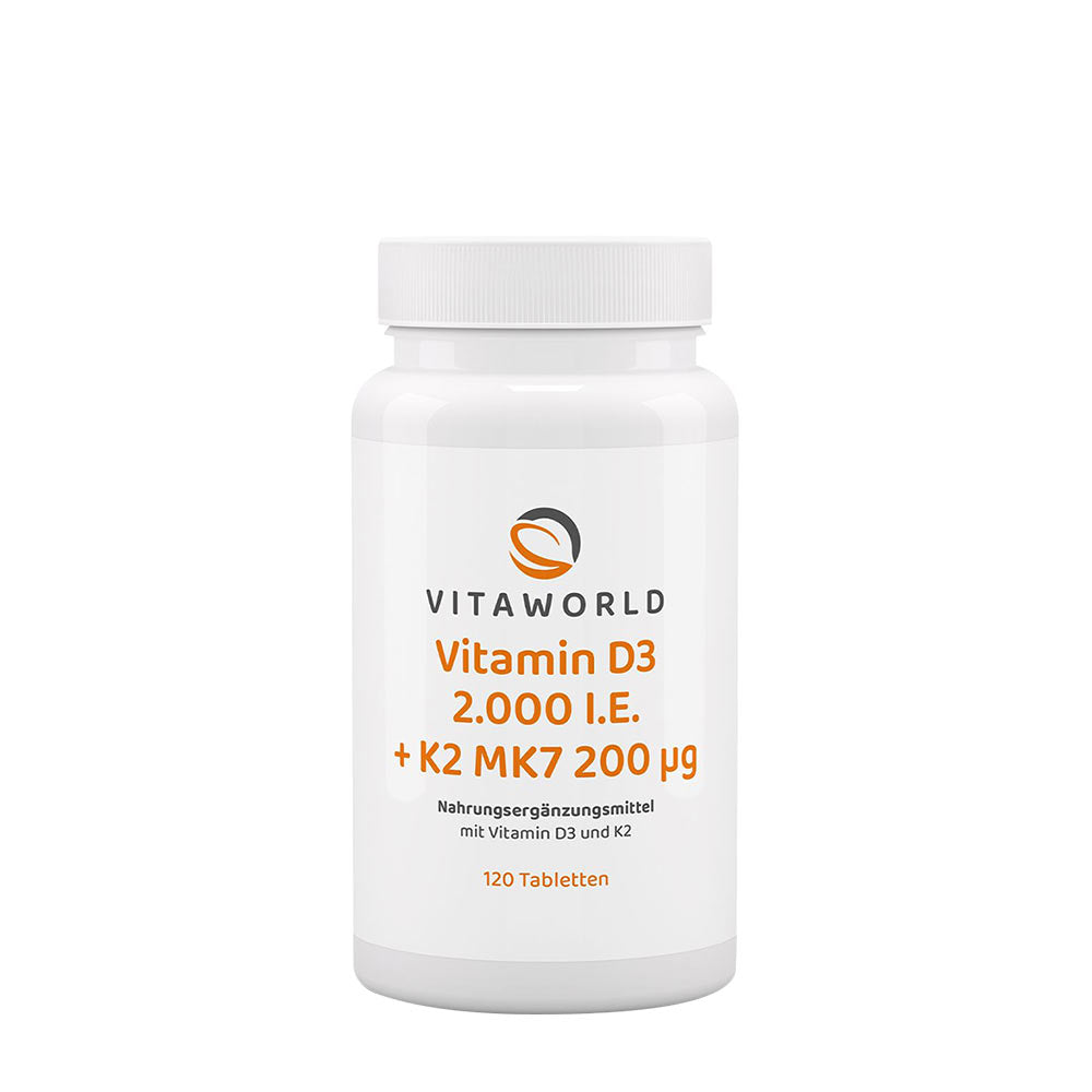Vitaworld - Vitamin D3 2000 IU + K2 Mk7 200 mcg