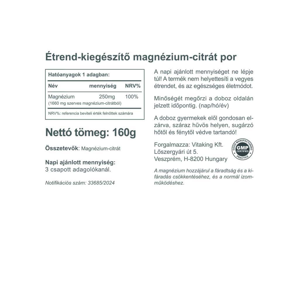 Vitaking - Magnesiumsitraattijauhe - 160g