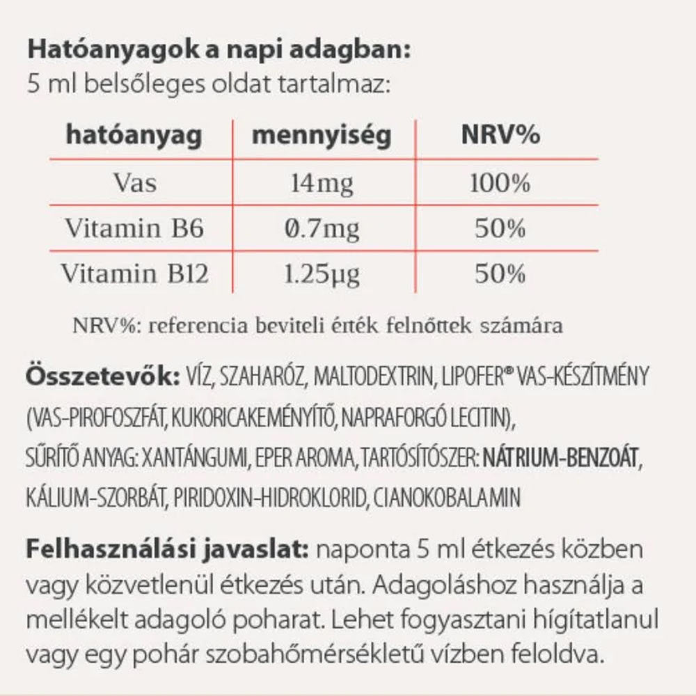 VitaFer L baksida med näringsinformation