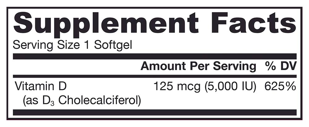 Jarrow Formulas - Vitamin D3, 5000IU - 100 Sgels