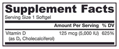 Jarrow Formulas - Vitamin D3, 5000IU - 100 Sgels