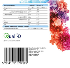 Osavi Vitamin D3 4000IU ingredienser etikett