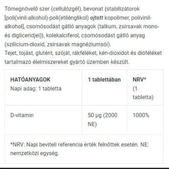 Vitamin D3 2000 IU baksida näringsfakta