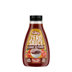 Wispy Zero Sauce Curry Ketchup flavor, low sugar, fat-free, 5 kcal per serving, perfect for healthy meals.