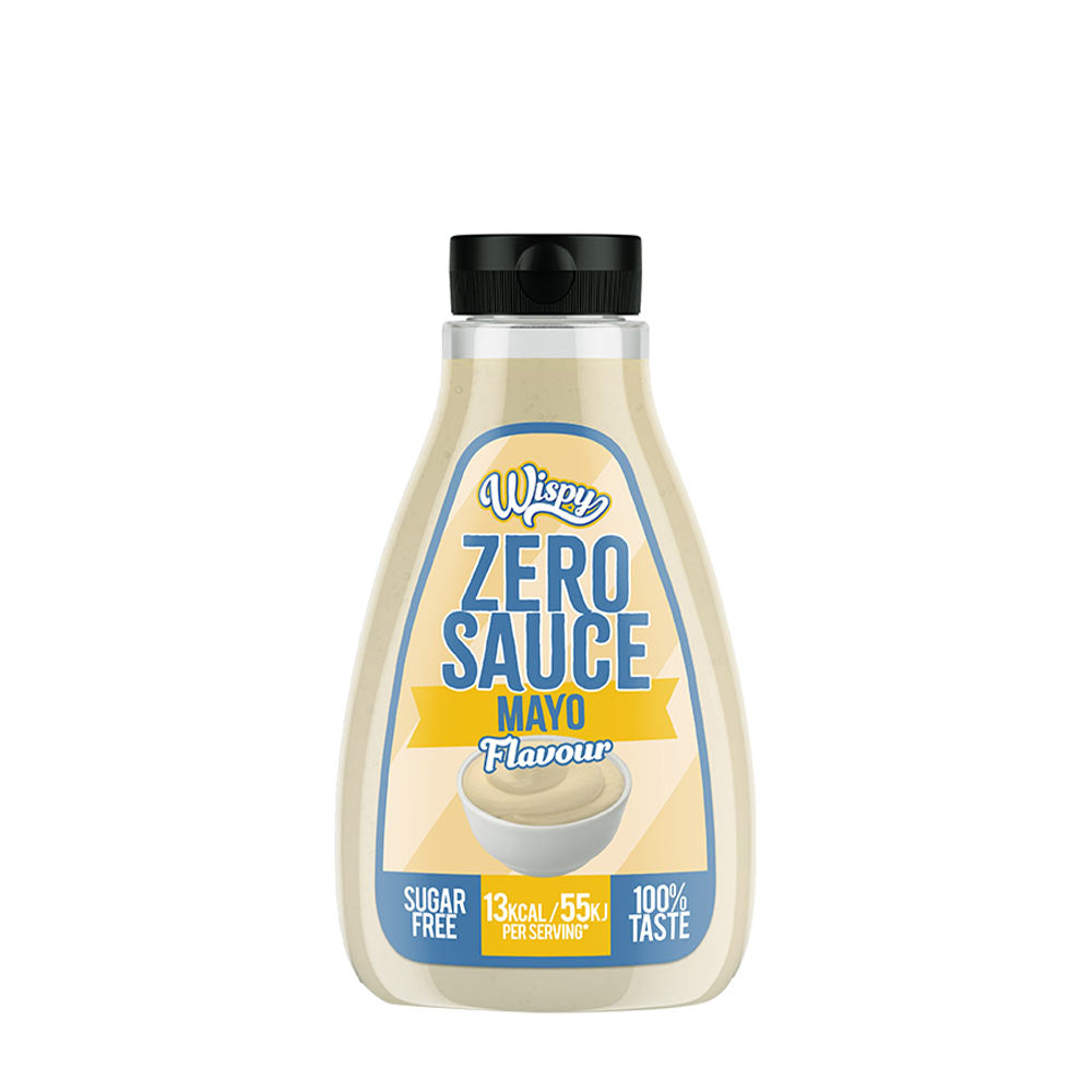 Wispy Zero Sauce Mayo flavor bottle, sugar-free, 13 kcal per serving, perfect for healthy meals.