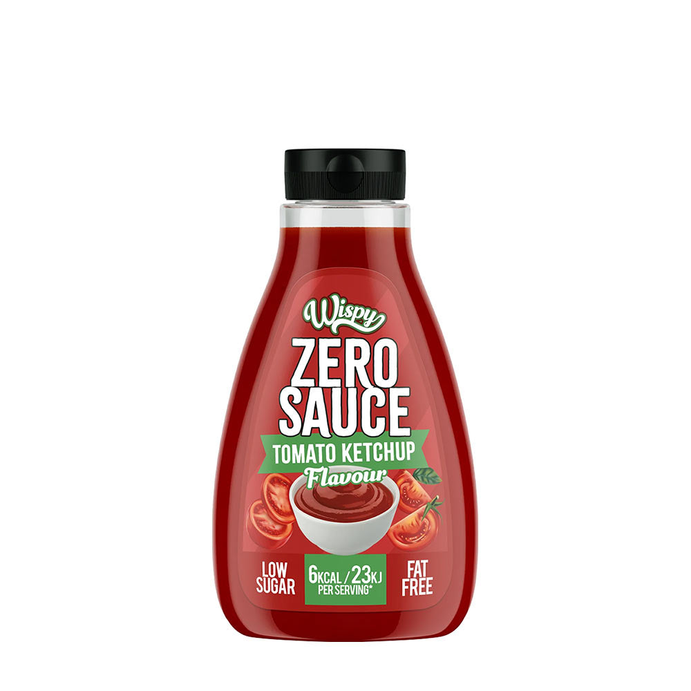Wispy Zero Sauce Tomato Ketchup Flavour, low sugar, 6 kcal per serving, fat-free dressing for flavorful meals.