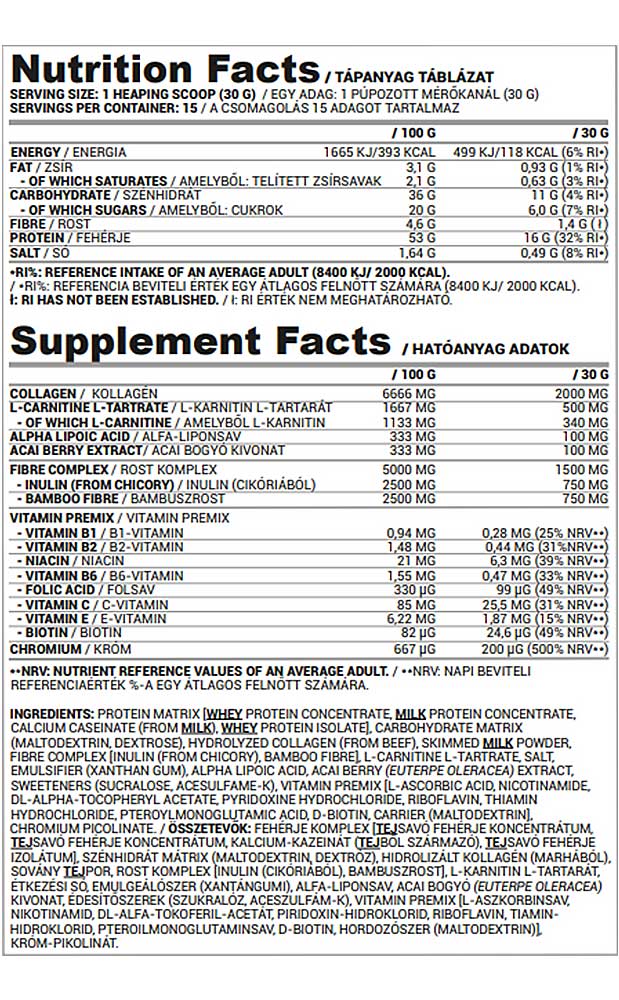 Nutiversum Shake Wshape baksida näringsfakta