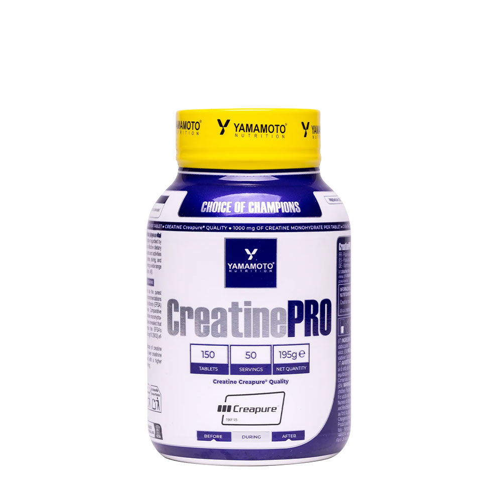 Yamamoto Nutrition CreatinePRO Creapure® bottle, 150 tablets, enhances physical performance and reduces fatigue.