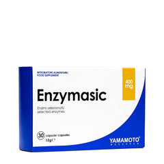 Yamamoto Nutrition Enzymasic 400 mg food supplement box with 30 capsules for digestive health.