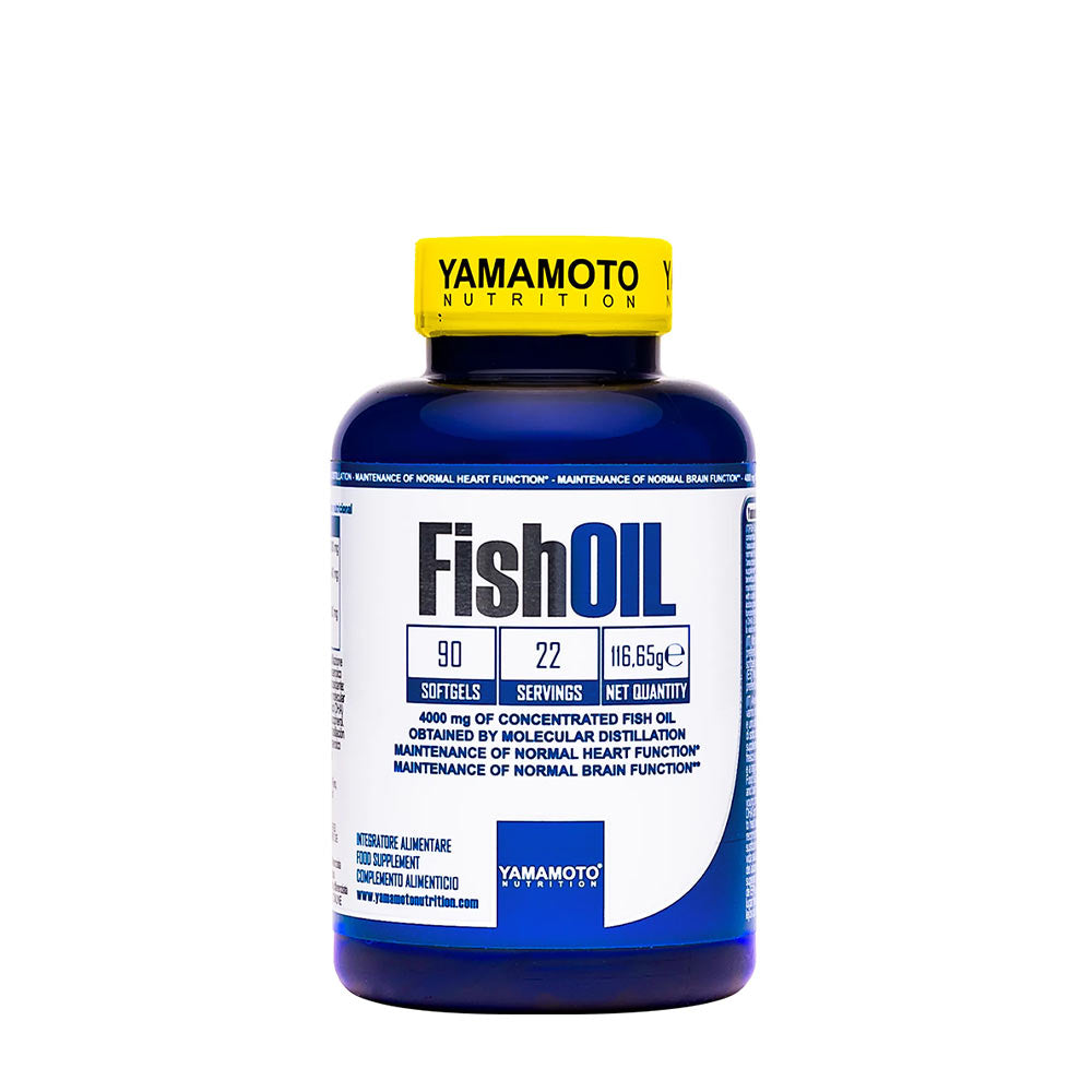 Yamamoto Nutrition Fish Oil supplement with 640 mg EPA and 400 mg DHA for heart and brain support.