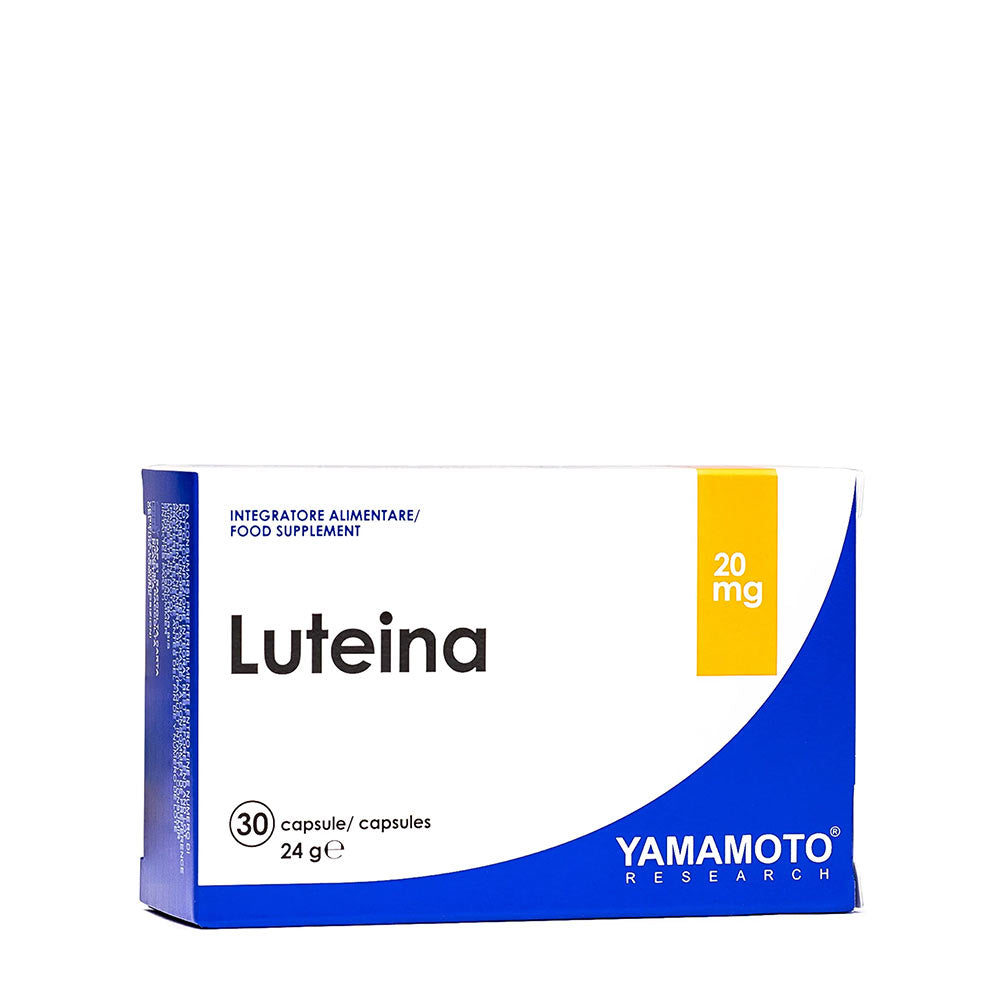 Yamamoto Nutrition Luteina supplement box, contains 30 capsules, promoting eye health with 20 mg of lutein.