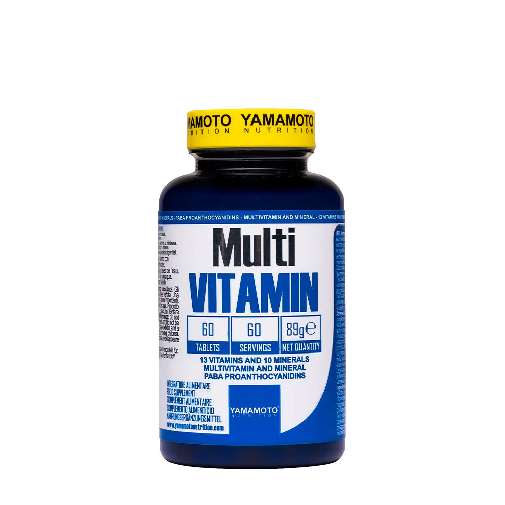 Yamamoto Nutrition Multi VITAMIN supplement bottle containing 60 tablets of vitamins and minerals.