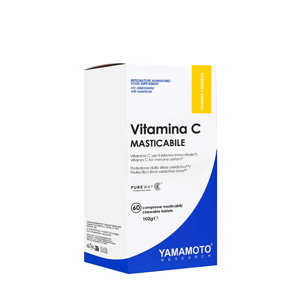 Yamamoto Nutrition Vitamin C Masticabile chews with PureWay-C, 60 chewable tablets for immune support and antioxidant protection.