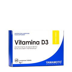 Yamamoto Nutrition Vitamin D3 supplement box with 60 tablets for bone and teeth maintenance.