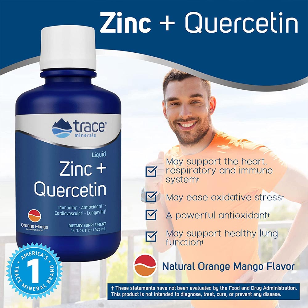 Trace Minerals - Liquid Zinc + Quercetin - 16 Fl. oz.