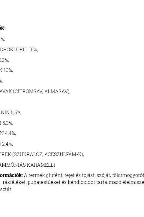 Ingredient list and nutritional information for AbsoRICE EAA Vegan with pear flavor, detailing components and percentages.