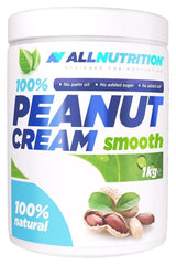 Allnutrition 100% Peanut Cream jar, smooth texture, 1kg, 100% natural, no palm oil or added sugar.