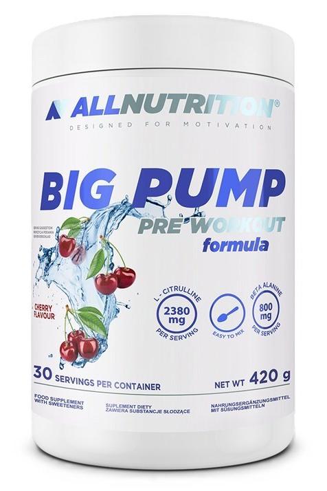 ALLNUTRITION Big Pump pre-workout formula in cherry flavor, 420g container with 30 servings.