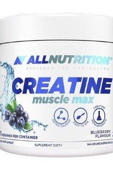 Allnutrition Creatine Muscle Max supplement in blueberry flavor for enhanced strength and performance.