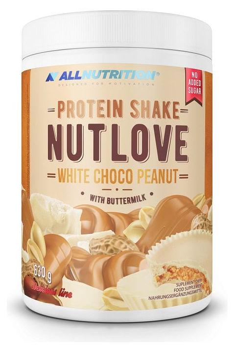 Allnutrition Nutlove Protein Shake White Choco Peanut with Buttermilk, 630g, high-protein supplement, no added sugar