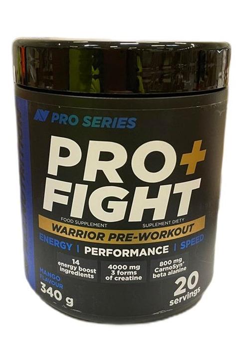 Allnutrition PRO+ Fight pre-workout supplement container for energy, strength, and motivation.