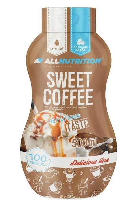 Allnutrition Sweet Coffee sauce bottle 500ml, zero fat, no sugar added, 100 servings, delicious taste.