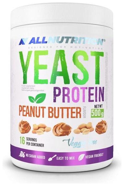 Allnutrition Yeast Protein Peanut Butter, 500g, vegan-friendly protein powder, 16 servings, easy to mix.