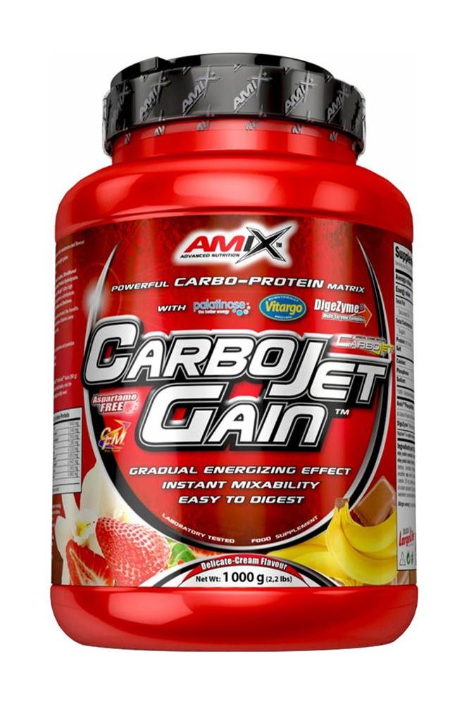 Amix CarboJet Gain protein supplement for pre and post workout, featuring high-quality carbohydrates and proteins.