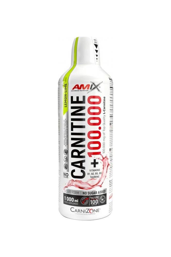Amix Carnitine 100.000 bottle, superkoncentrerad L-karnitin with vitamins and taurine, supports energy and heart function.