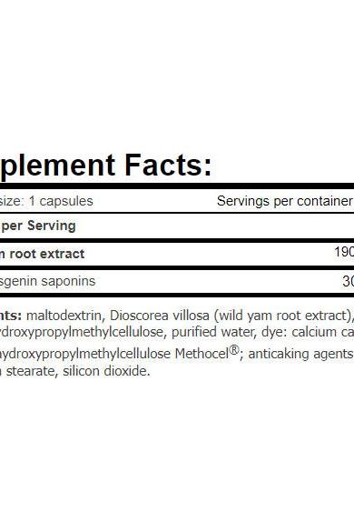 Supplement facts panel for Amix Diosgen Stimulator, detailing ingredients and nutritional information.