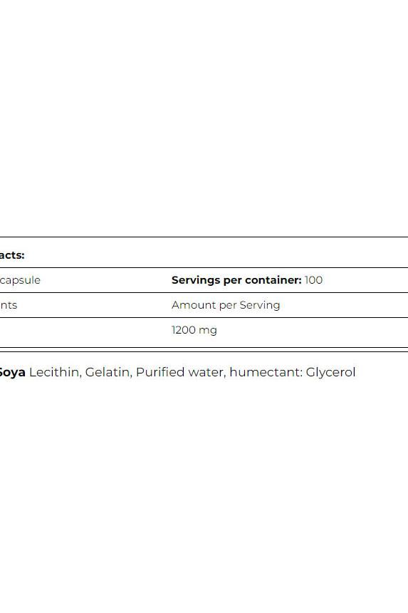 Supplement facts for Amix Lecithin 1200 mg, listing ingredients and servings per container.