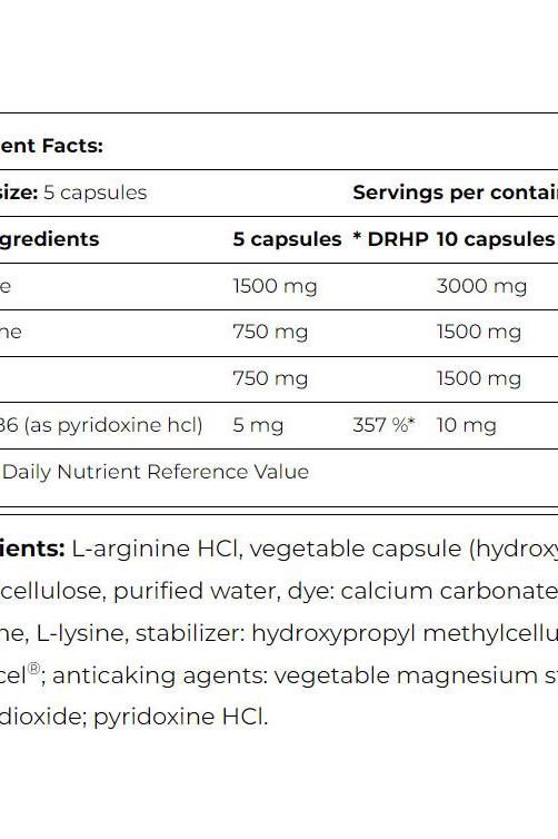 Nutritional information for Amix Maximum GH Stimulant, detailing ingredients and serving sizes.