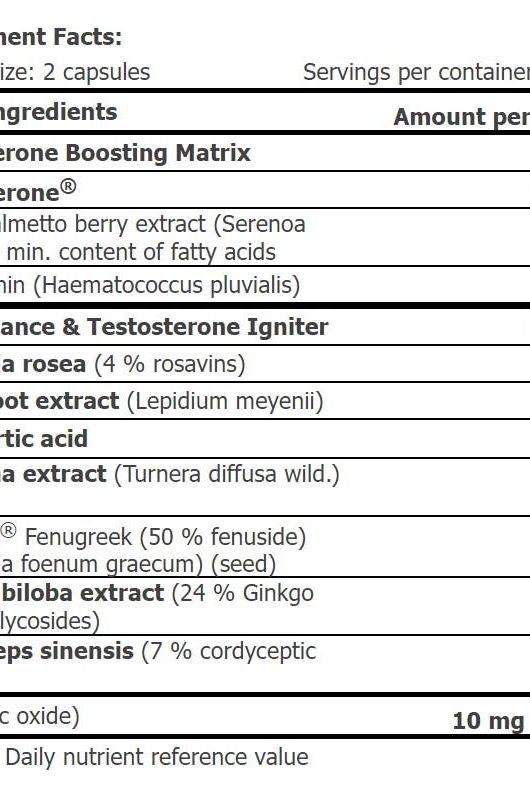 Nutrition facts for Amix MuscleCore MytoTest V3, listing ingredients and their amounts per serving.