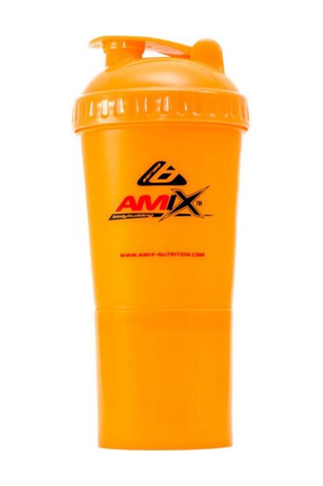 Amix Shaker Monster Bottle in vibrant orange color, perfect for mixing protein shakes and beverages.