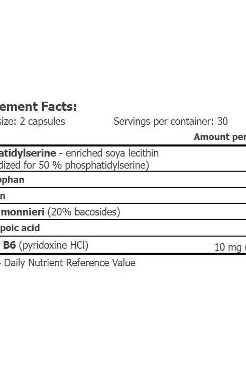 Nutrition label for Amix Cortisol Blocker's, showing key ingredients and serving information.