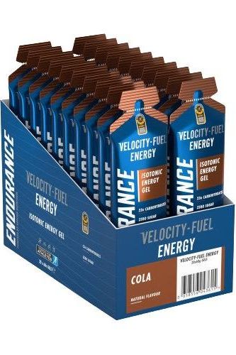 Applied Nutrition Endurance Energy Isotonic Energy Gel boxes, featuring cola flavor and quick-absorbing carbohydrates.