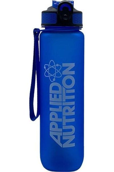 Applied Nutrition blue lifestyle water bottle, 1000 ml, featuring a silicone spout and carrying handle.