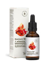 Aura Herbals Coenzyme Q10 and Vitamin E 30ml dietary supplement bottle with box.