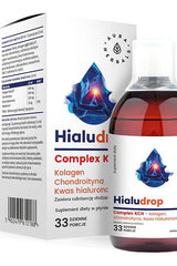 Aura Herbals Hialudrop Complex K, collagen and hyaluronic acid supplement, 500 ml, supports joint health and skin.