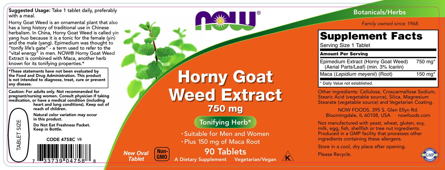 Now Foods - Horny Goat Weed Extract - 90 Tabs