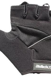 BioTech USA black gloves designed for durability and comfort in fitness activities.