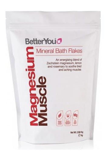 Better You Magnesium Muscle Flakes, 1000 grams, natural bath flakes for muscle recovery and relaxation.
