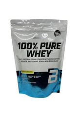 BioTech USA 100% Pure Whey protein powder pack, featuring BCAA, glutamine, and no added sugar.