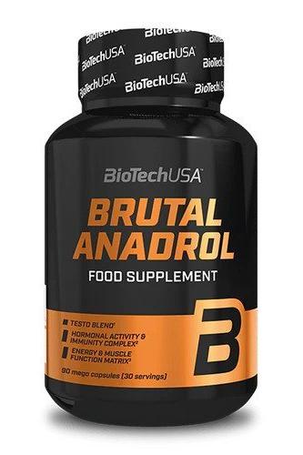 BioTech USA Brutal Anadrol dietary supplement bottle with 90 capsules for enhanced performance and muscle growth.
