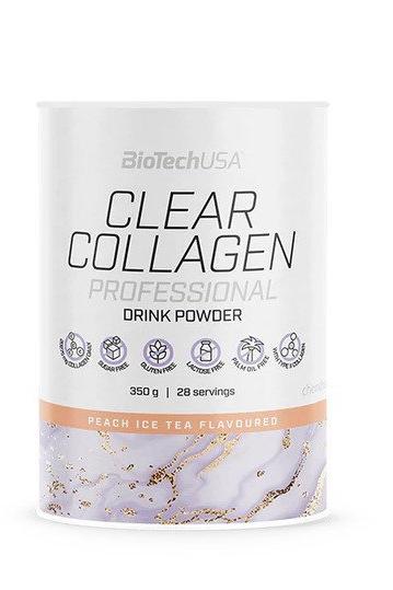 BioTech USA Clear Collagen Professional drink powder, 350g, peach ice tea flavor, healthy collagen supplement.
