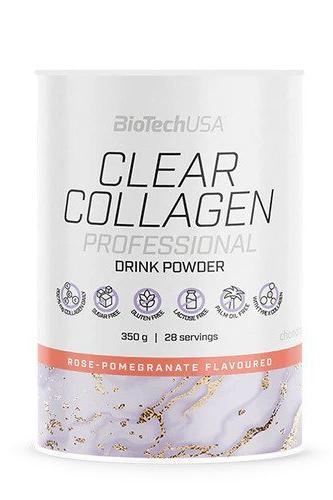 BioTech USA Clear Collagen Professional drink powder, 350g, rose-pomegranate flavored, gluten-free, sugar-free, 28 servings.