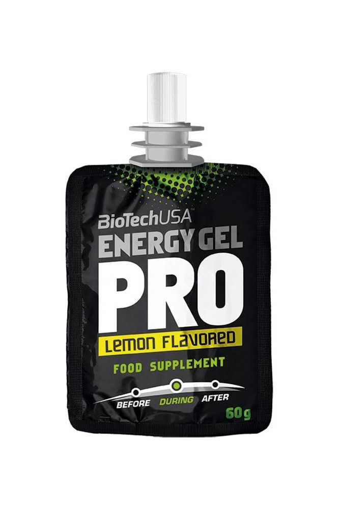 BioTechUSA Energy Gel PRO in lemon flavor, a food supplement for energy recovery during intense workouts.